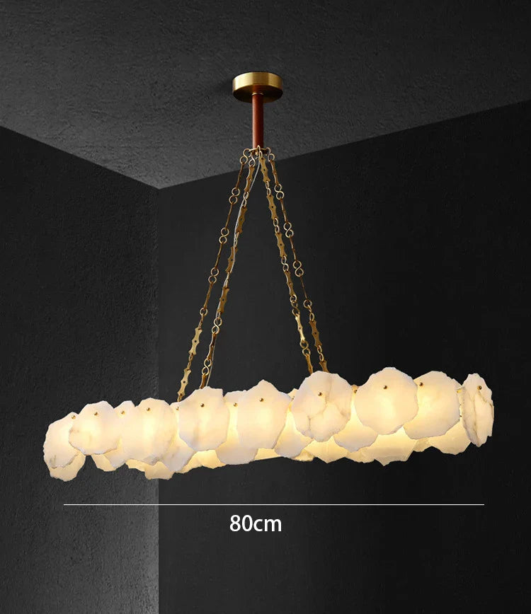 Afralia™ White Marble Copper Pendant Light Modern Chandelier for Dining Room