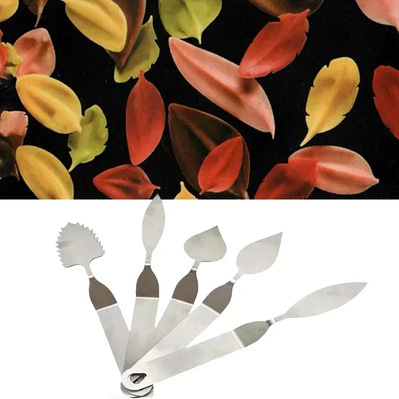 Afralia™ Stainless Steel Feather Leaf Cake Knife Spatula for Baking & Pastry