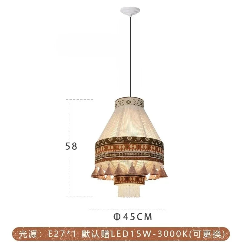 Afralia™ Bohemian Fringe Pendant Lamp: Retro Tassels Hanging Light in Hand-Woven Hemp Rope Fabric