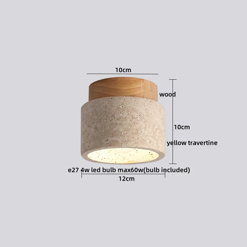 Afralia™ LED Ceiling Lamp Natural Yellow Travertine Walnut Wood Ceiling Lights