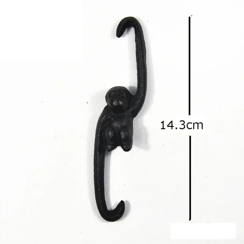 Afralia™ Monkey S Shape Hook Shelf: Cast Iron Decorative Coat Rack for Pastoral Outdoor Decor