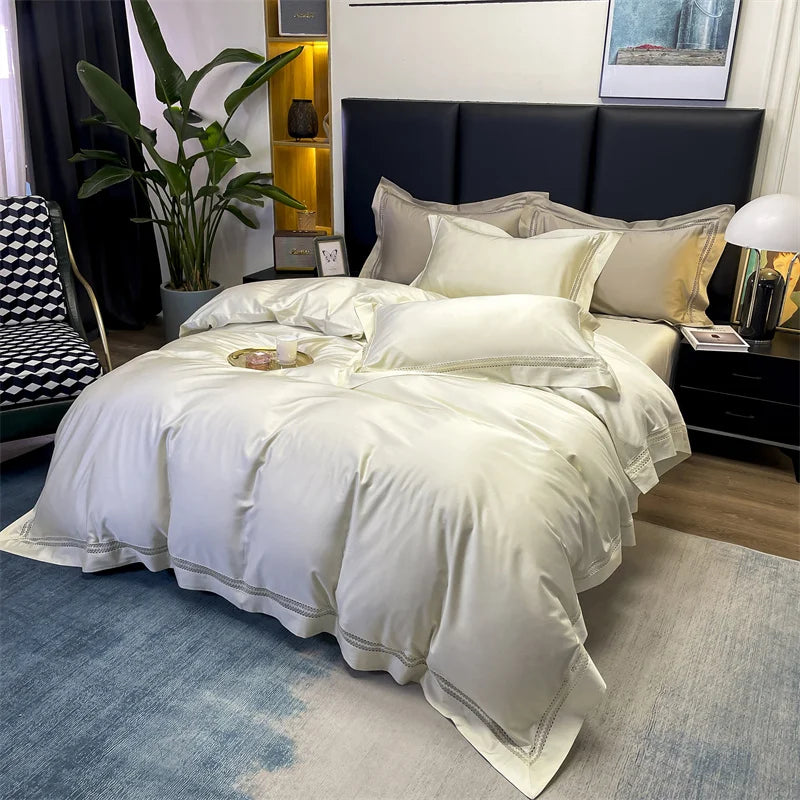 Afralia™ Silky Hollow Edge Embroidery Bedding Set with Soft Lyocell Cotton for Luxury Comfort