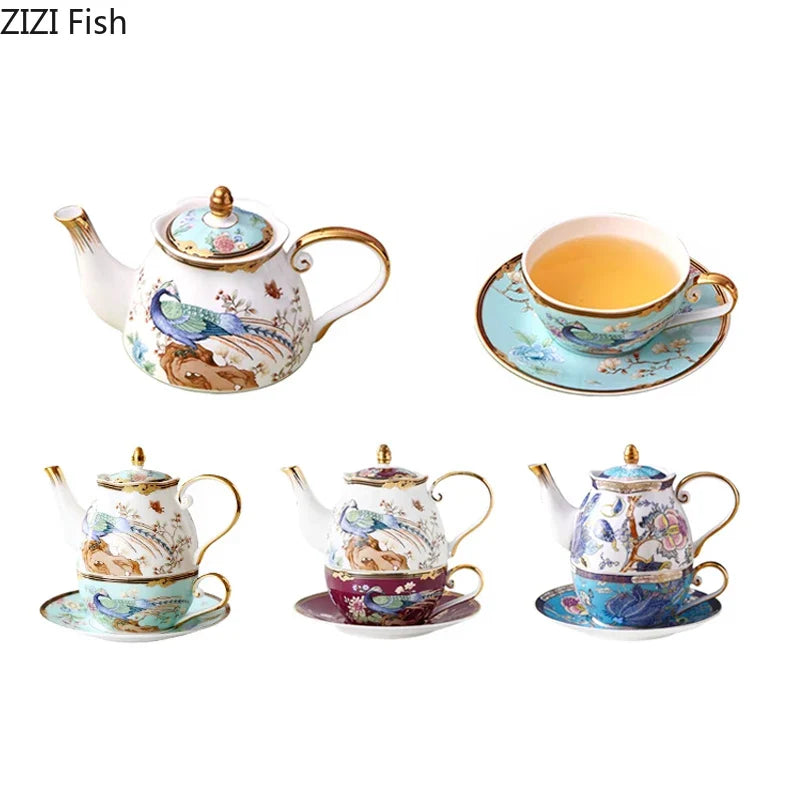 Afralia™ Phoenix Pattern Bone Cup & Saucer Set, Exquisite Gilding Coffee Mug