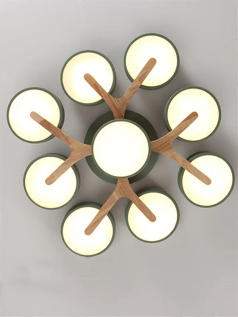 Afralia™ Macaron Chandelier: Minimalist Wood Art LED Chandelier for Bedroom and Living Room