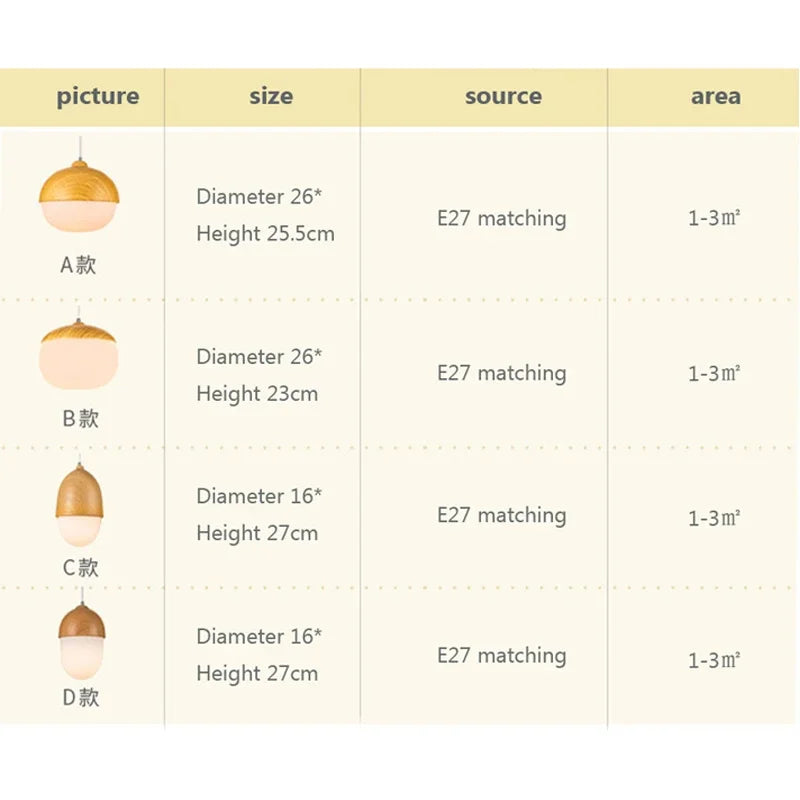 Afralia™ Wood Grain Pendant Light Nut | Single Head Iron Fixture for Home Dining Room