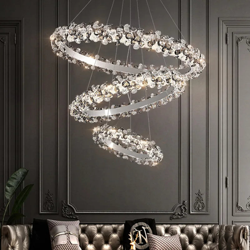 Afralia™ Sun Flower Crystal Rings Chandeliers: Modern Luxury Nordic Home Decor Hanging Ceiling Light