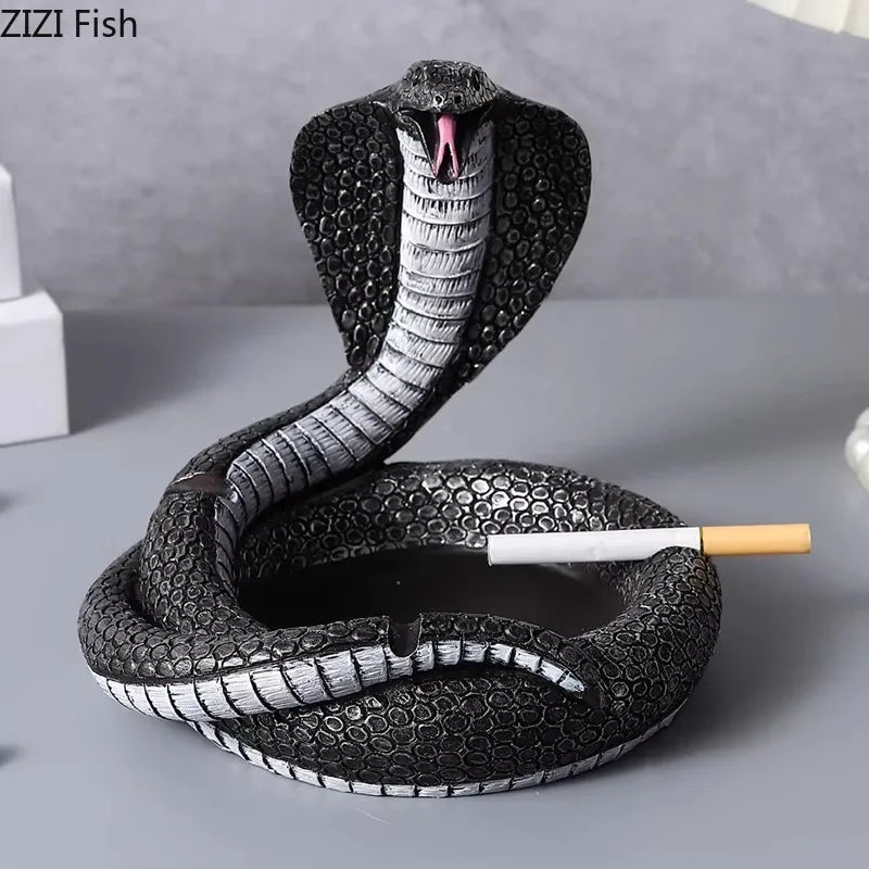 "Afralia™ Cobra Ashtray: Resin Office Smoking Accessories & Weed Ashtray Gift for Boyfriend"