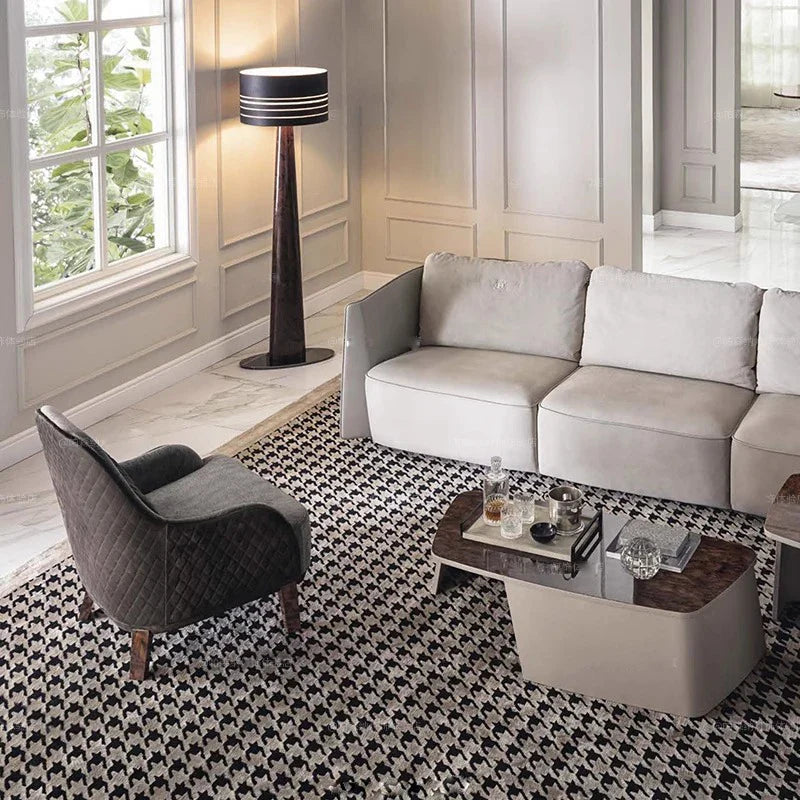 Afralia™ Luxury Solid Wood Leather Floor Lamp for Office & Living Room