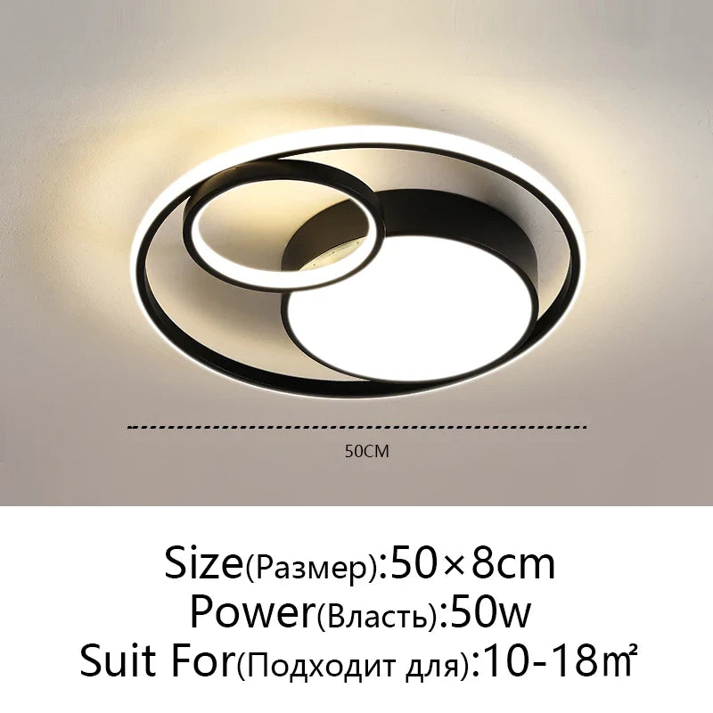 Afralia™ Black Modern LED Ceiling Lights, Dimmable Round Ring Light Fixtures for Living Room