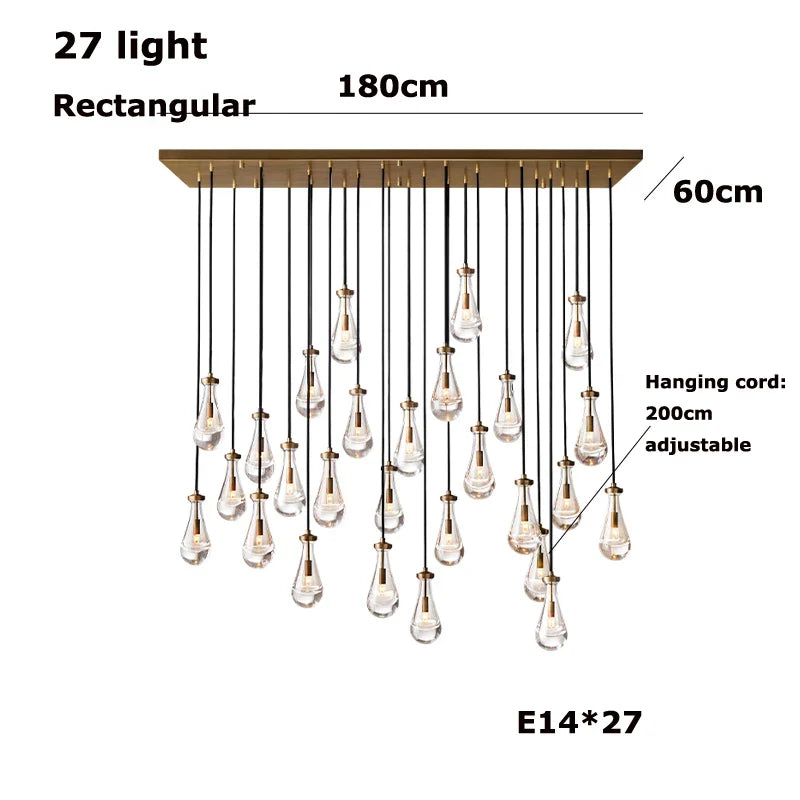 Afralia™ New Copper LED Pendant Light for Living Room and Hotel Staircase