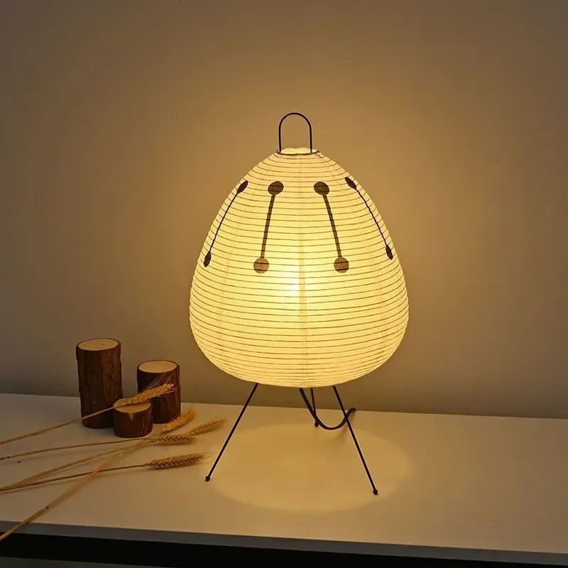 Afralia™ Tripod Rice Paper Table Lamp | Akari Noguchi Lantern Style LED Night Light