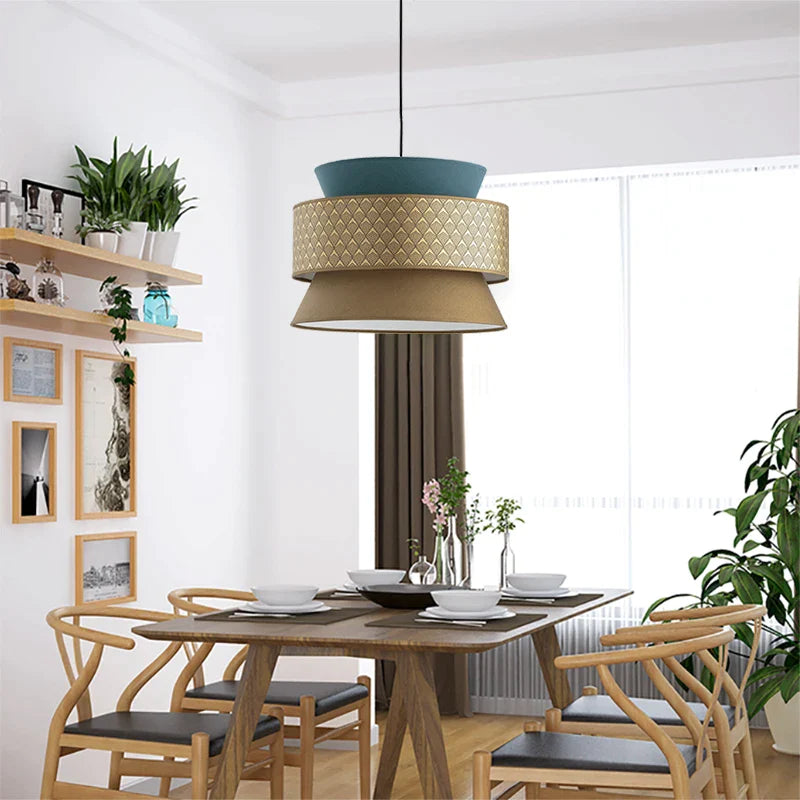 Afralia™ Fabric Art Pendant Lamps: Japanese Style Modern Chandelier for Dining Room Bedroom