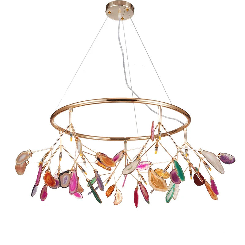 Afralia™ Agate Chandeliers: Colorful LED Lighting for Foyer, Restaurant, Bedroom - Adjustable Cord