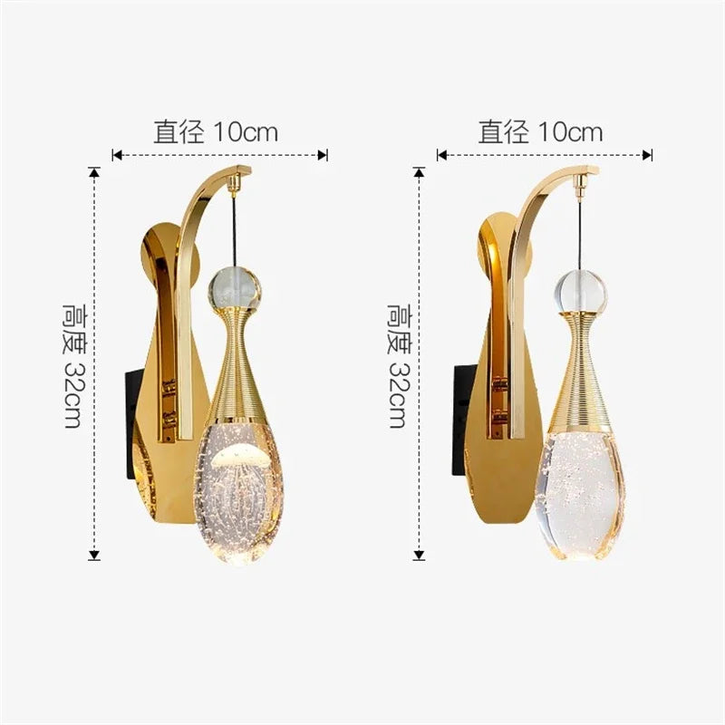 Afralia™ Nordic Crystal Jellyfish Wall Lights - Modern Luxury Wall Sconce for Living Room and Corridors