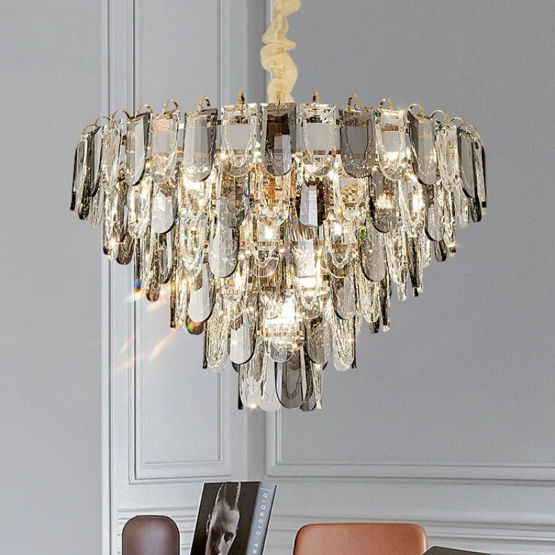 Afralia™ Modern Luxury Crystal Chandelier for Living, Dining & Master Bedroom
