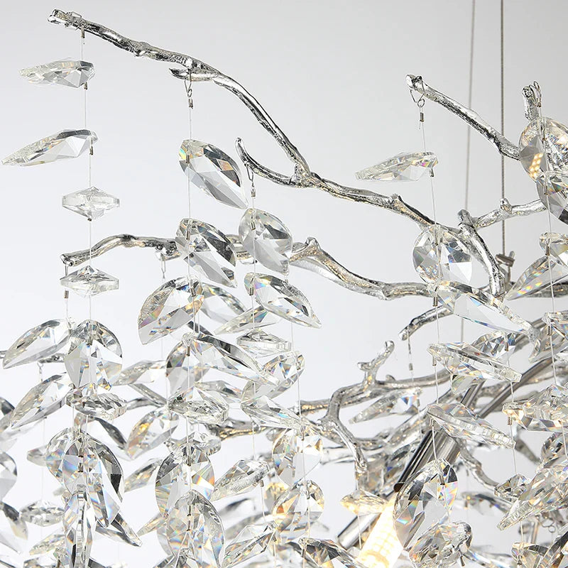 Afralia™ Silver Crystal Chandelier Pendant Light: Nordic Luxury Design for Living Room, Dining Room