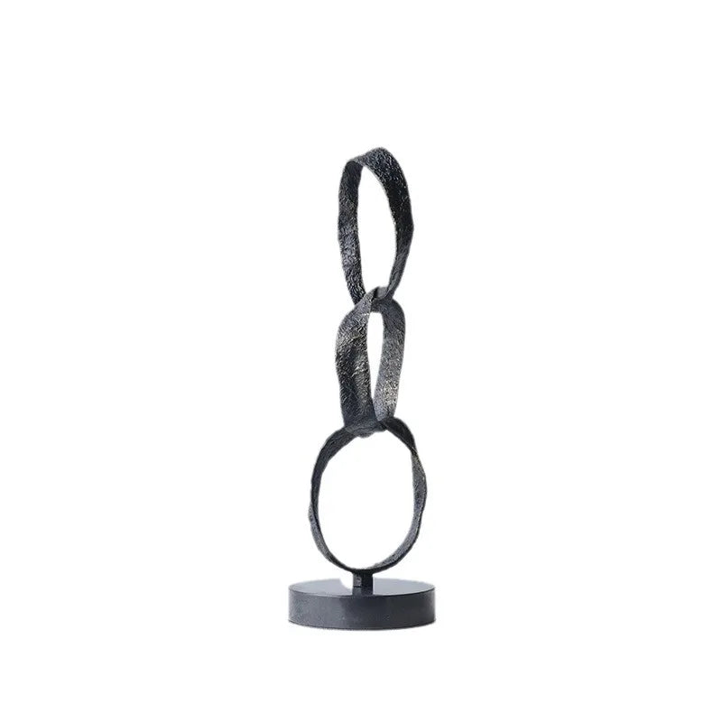 Afralia™ Silver Hoop Irregular Circle Ornament - Metal Geometric Sculpture Home Decor