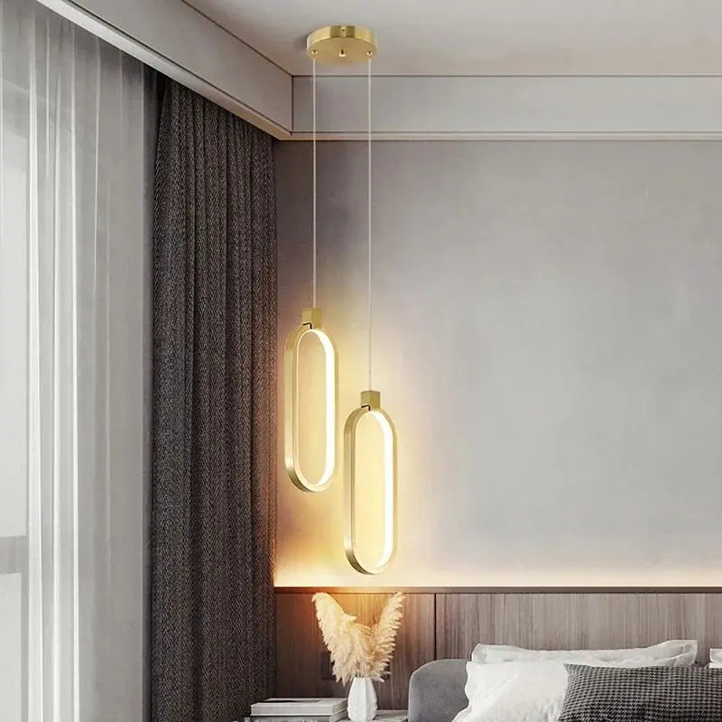 Afralia™ Modern Minimalist LED Pendant Lamp - Black Gold Chandelier