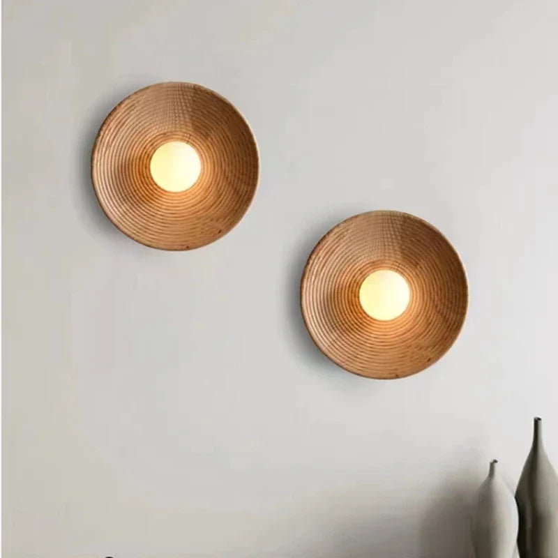 Afralia™ Round Wood G9 Bulb Wall Lamp | Modern Style for Home & Hotel Lighting