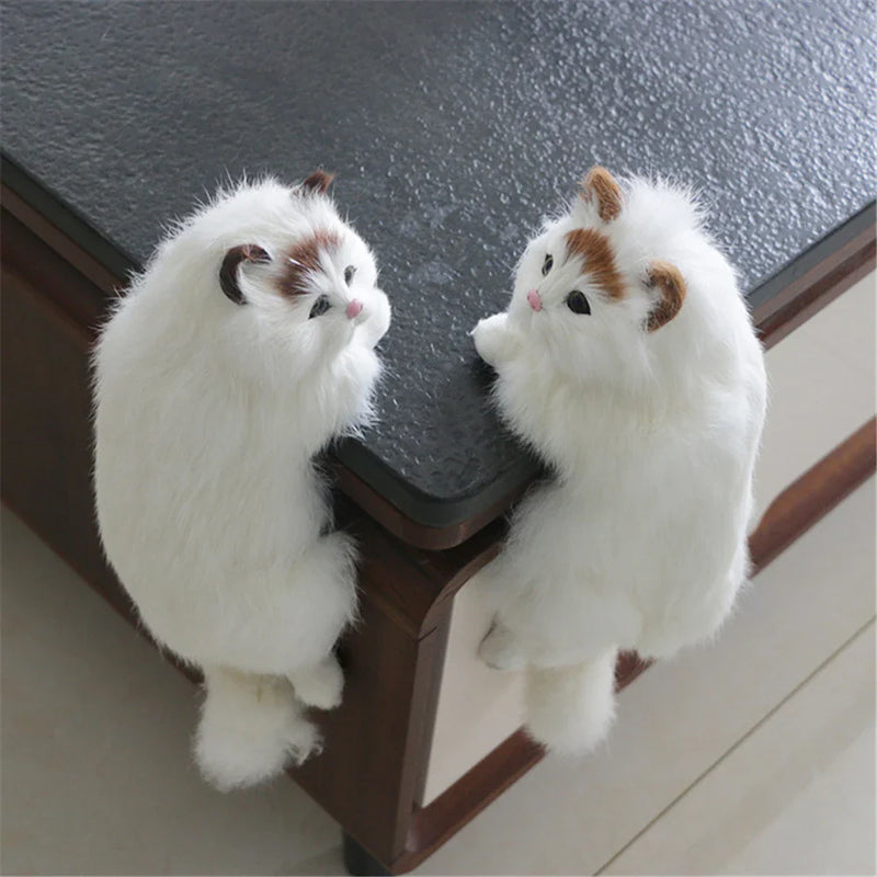 Afralia™ Plush Cat Art Figurine Hanging TV Crafts Décor Simulation Fluffy Cat Statue