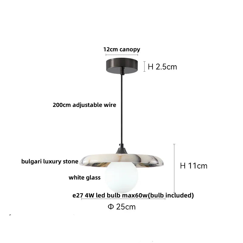 Afralia™ LED Pendant Lights Bulgari Stone Adjustable Steel Hang Lamp Lighting