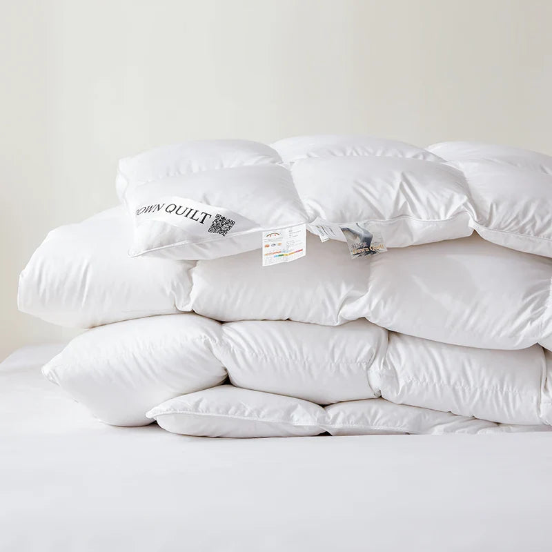 Afralia™ Luxe Cotton Cover White Goose Down Comforter, 5 Star Hotel Bedspread