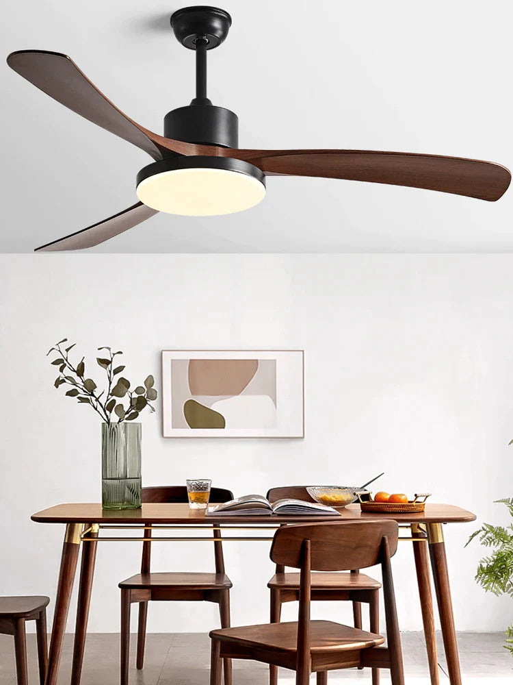 Afralia™ Modern DC Ceiling Fan Light with Remote Control, Black Plastic Leaves, 46 Inch