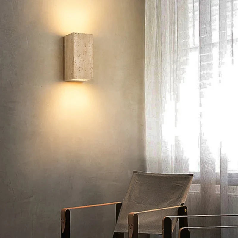 Afralia™ Yellow Travertine COB LED Wall Light for Nordic Living Space
