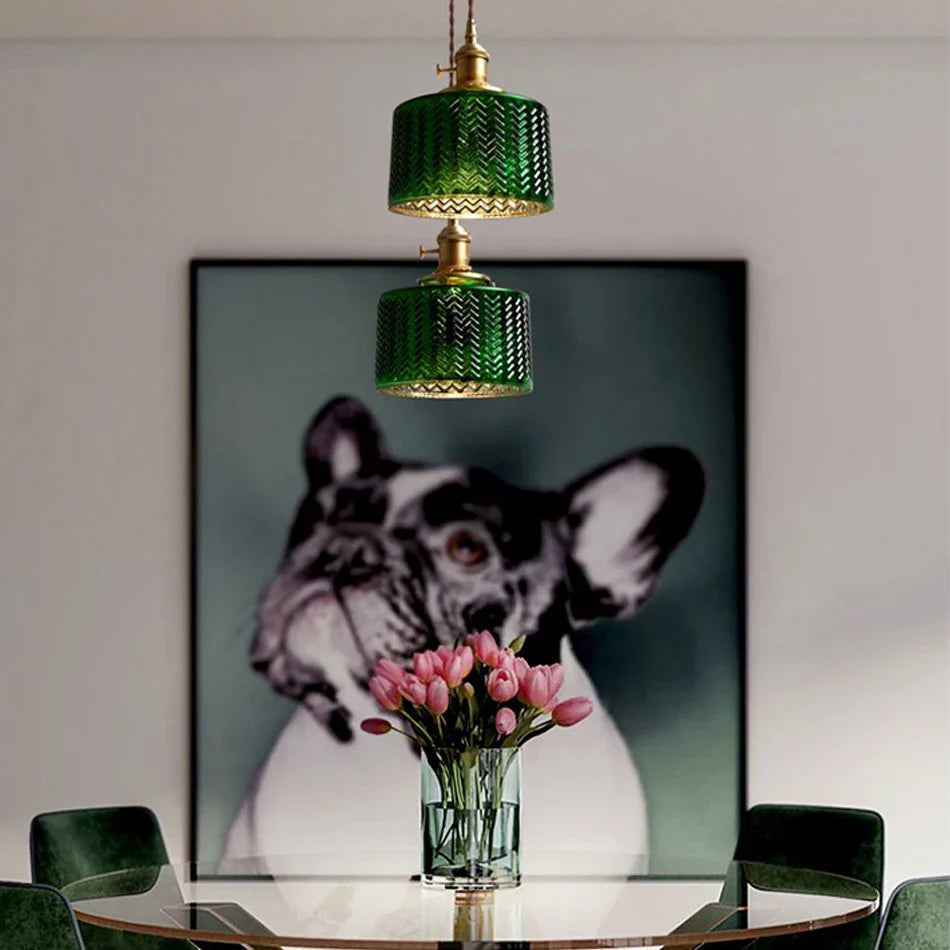 Afralia™ Glass Pendant Light Clear/Green LED E27 Indoor Lighting Home Decor