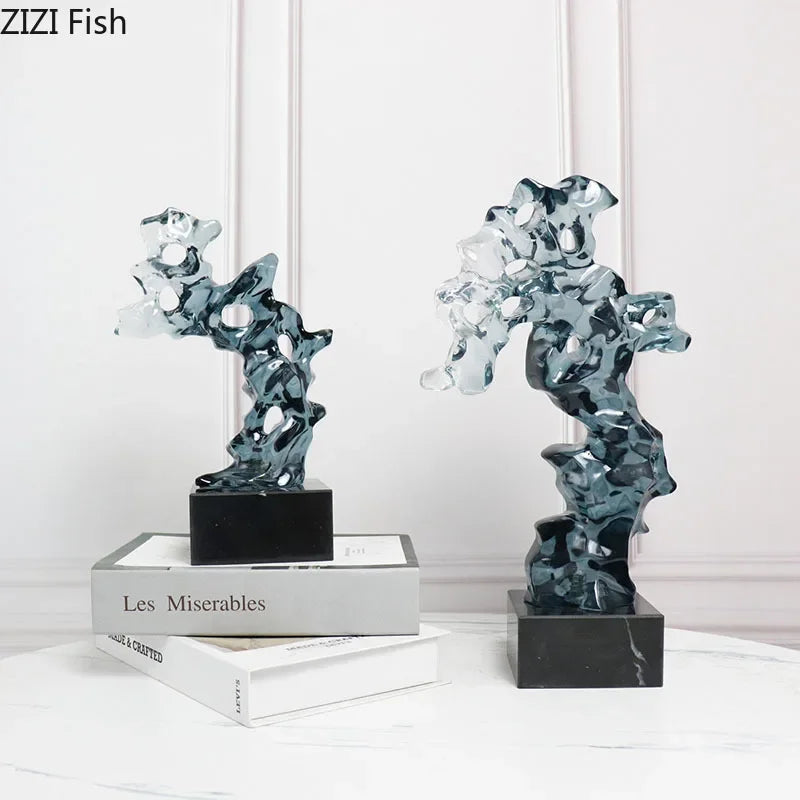 Afralia™ Taihu Stone Rockery Resin Sculpture Desk Ornaments - Modern Home Decor