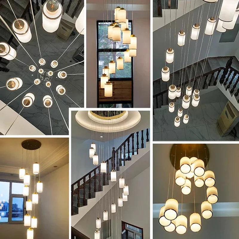 Afralia™ Modern LED Pendant Light Chandeliers for Living Room Staircase Decor