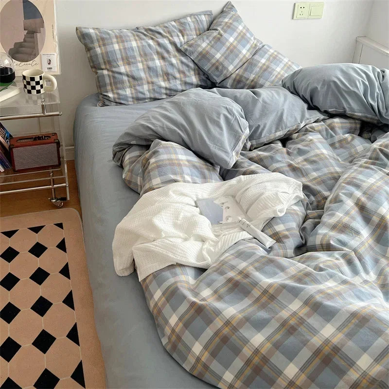 Afralia™ Japanese Style Cotton Printed 4Pcs Bedding Set with Double-Sided Design