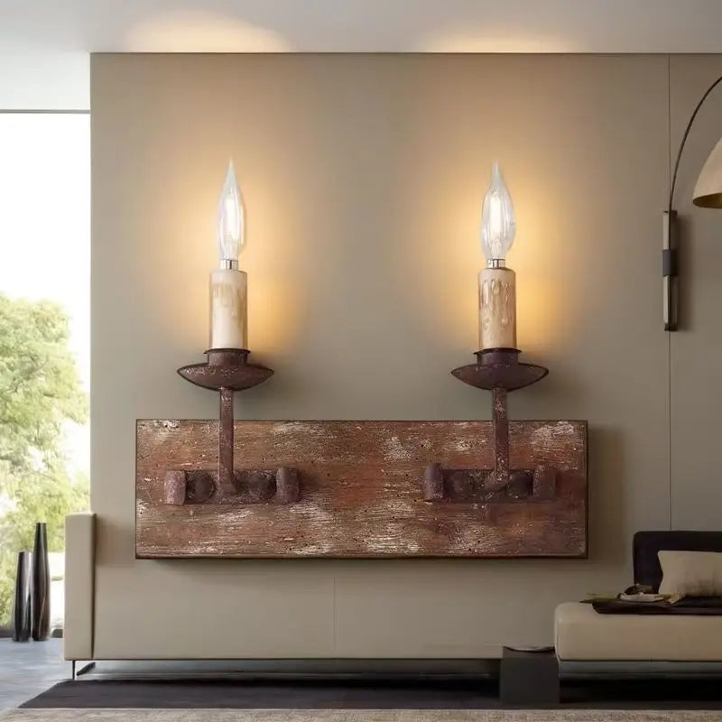 Afralia™ Country Retro Solid Wood Wall Light for Bedroom & Living Room