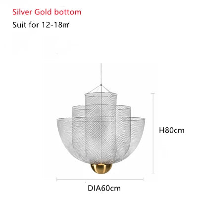 Afralia™ Gold Mesh Grid Ceiling Chandelier: Dimmable LED Indoor Lighting