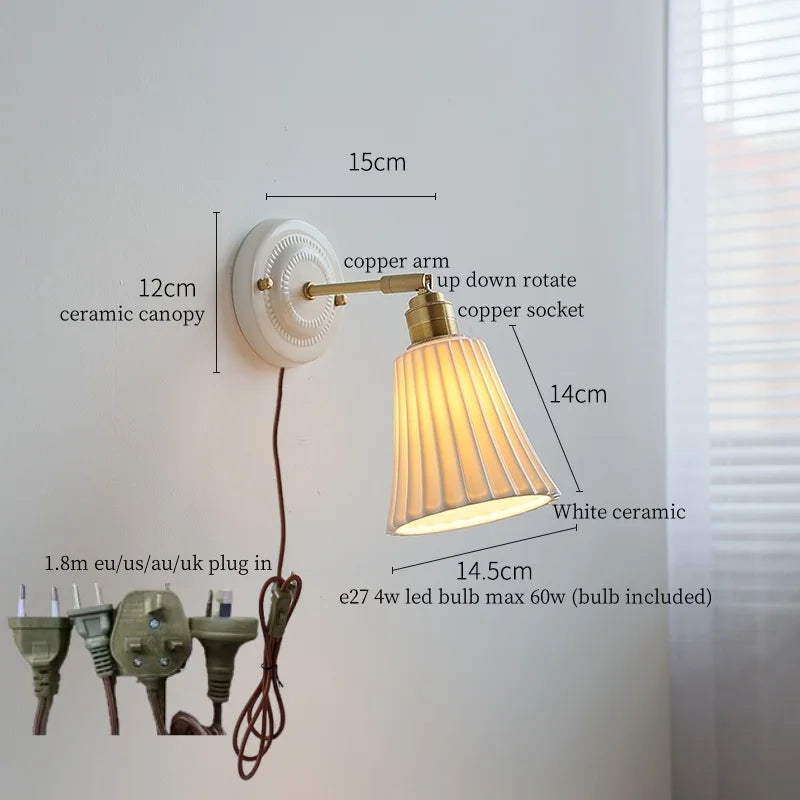 Afralia™ Ceramic Pumpkin LED Wall Sconce Modern Minimalist Bedroom Lighting