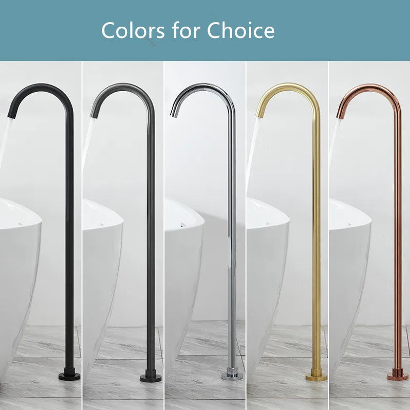 Afralia™ Brushed Gold Black Floor Mounted Bathtub Shower Faucet