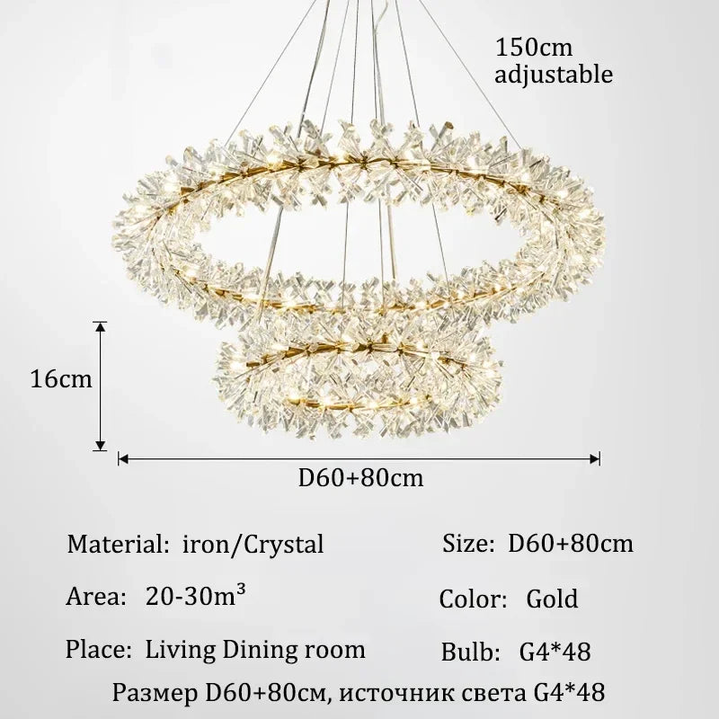 Afralia™ Crystal Chandelier: Luxury Gold LED Lighting for Home Dining Room Decor