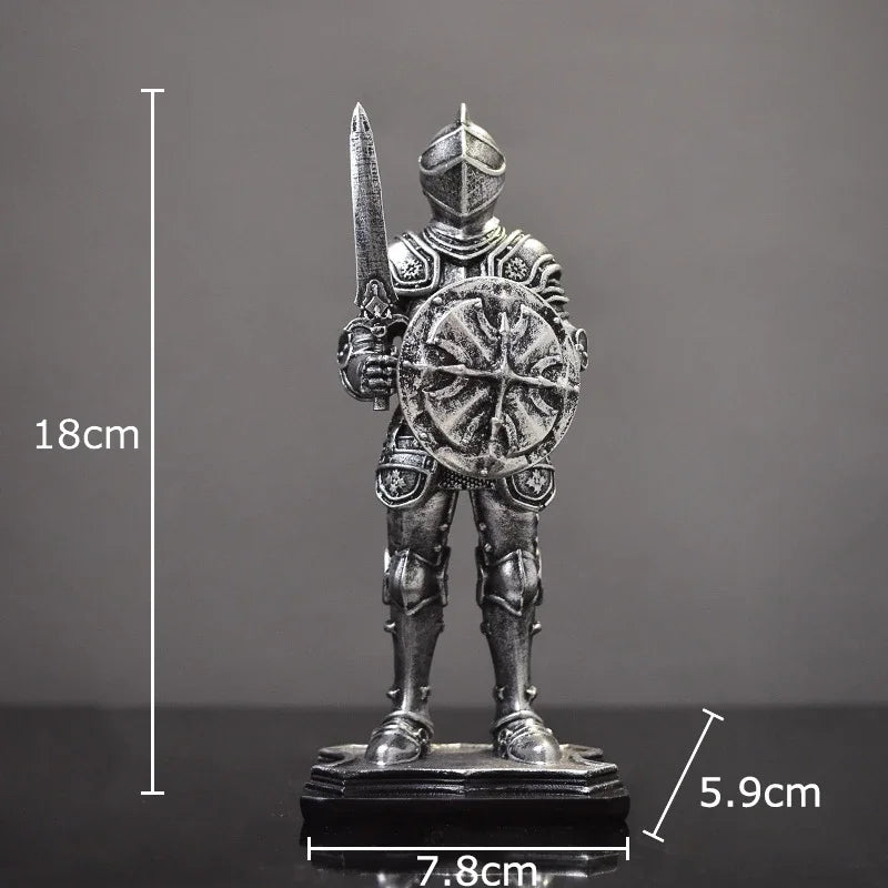 Afralia™ Heavy Armored Knight Resin Statue Decoration for Desk and Room Aesthetic