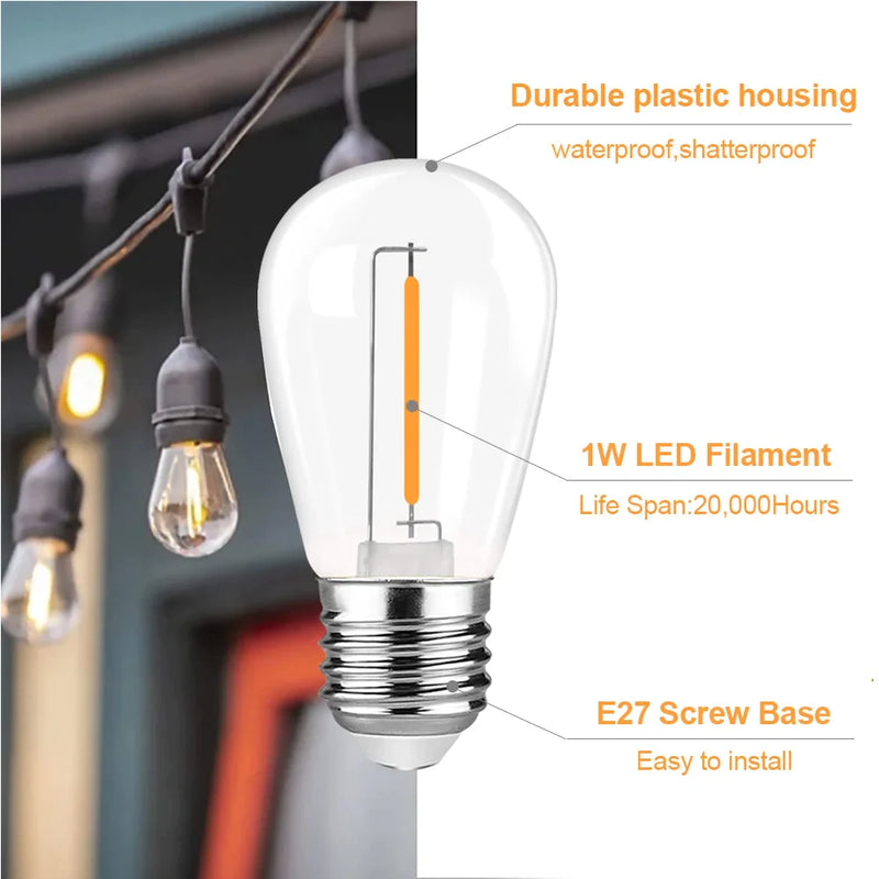 Afralia™ Dimmable LED Filament Bulb Warm White 2700K Shatterproof Waterproof IP44