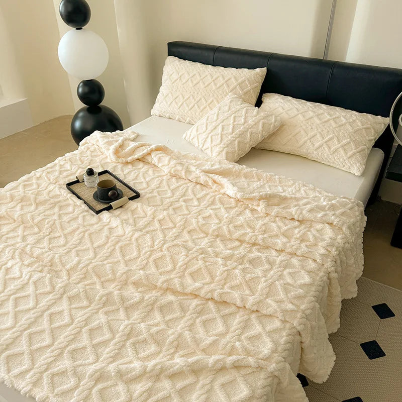 Afralia™ Taffeta Velvet Jacquard Plush Blanket: Soft, Fluffy, Colorfast Sofa Cover for Winter