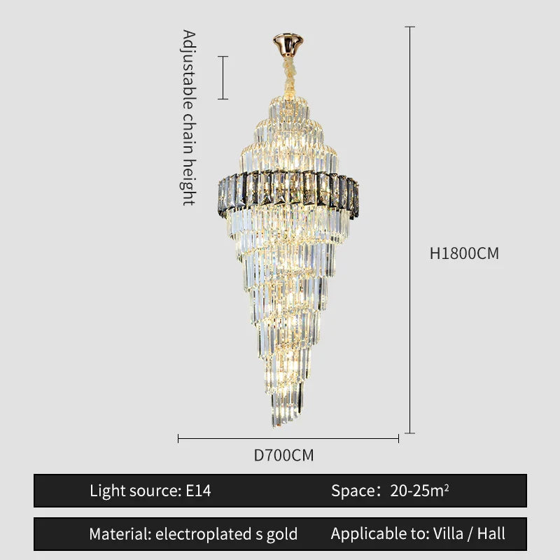 Afralia™ Crystal Spiral Chandelier for Luxury Spaces