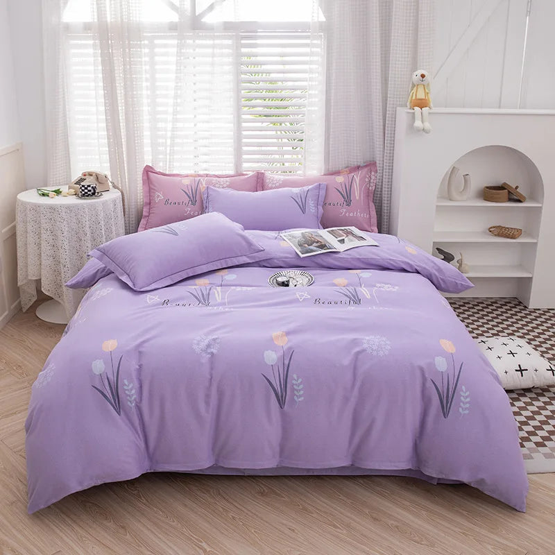 Afralia™ Luxury Cotton Printing Bedding Set - High Quality Cozy Double Quilt Cover Kit