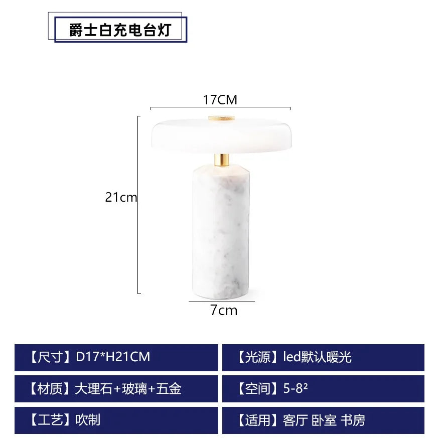 Afralia™ Marble LED Desk Lamp Touch Switch Bedroom Living Room Study Bedside.