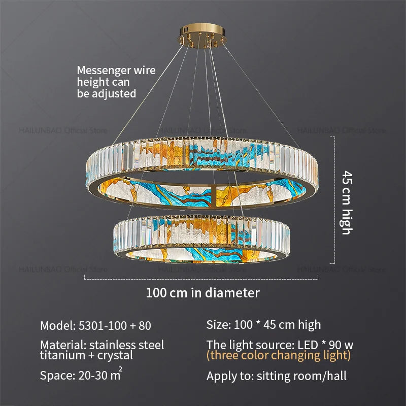 Afralia™ Crystal Chandelier Ring Light Modern Elegant Dining Living Room Lighting