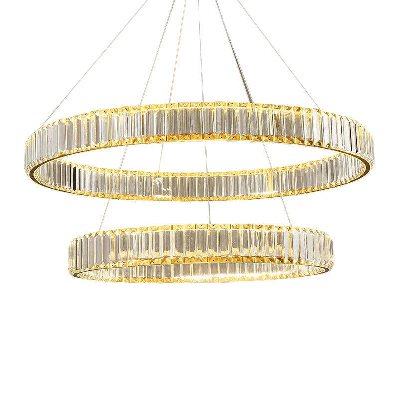 Afralia™ Gold Crystal Round Ring Chandeliers with LED Pendant Light for Ceiling Lighting