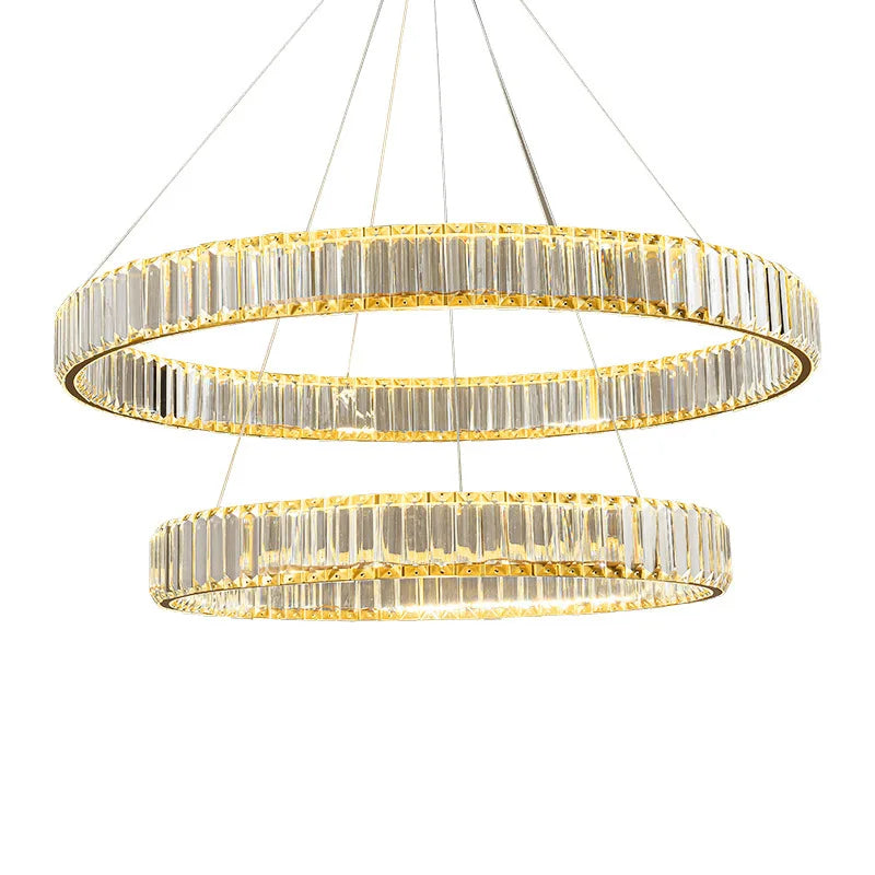 Luxury Gold Round Crystal Pendant Chandelier | Afralia™ Design for Living/Dining Room Lighting