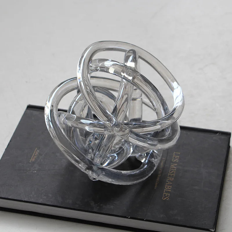 Afralia™ Glass Coil Wound Ball Ornament: Hand-made, Geometric, Transparent, Home Decoration