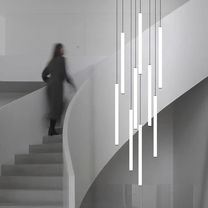 Afralia™ Modern Luxury LED Stair Pendant Chandelier Light for Villa