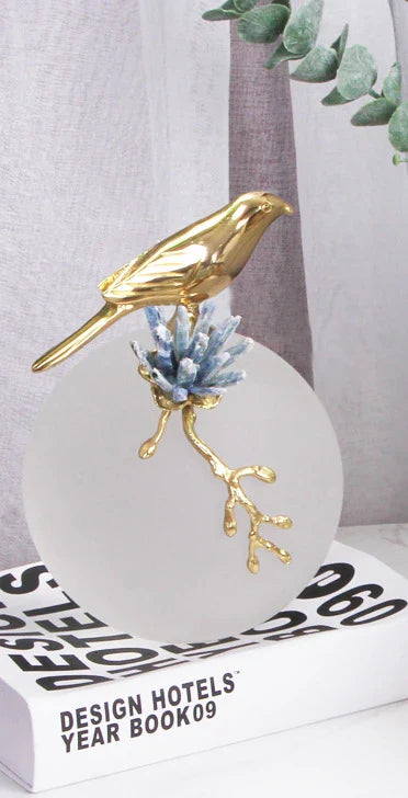 Afralia™ Golden Bird Brass Sculpture Modern Home Decor Artwork Statue