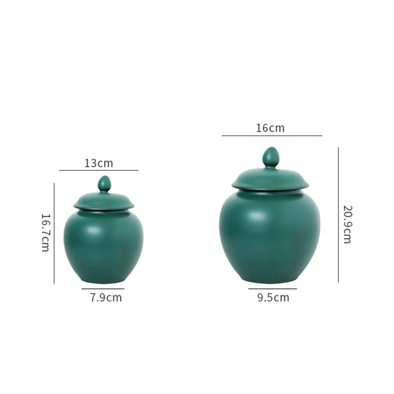 Afralia™ Green Ceramic Tea Caddy Jar: Airtight Porcelain Storage Container, Kitchen Decoration Bottle